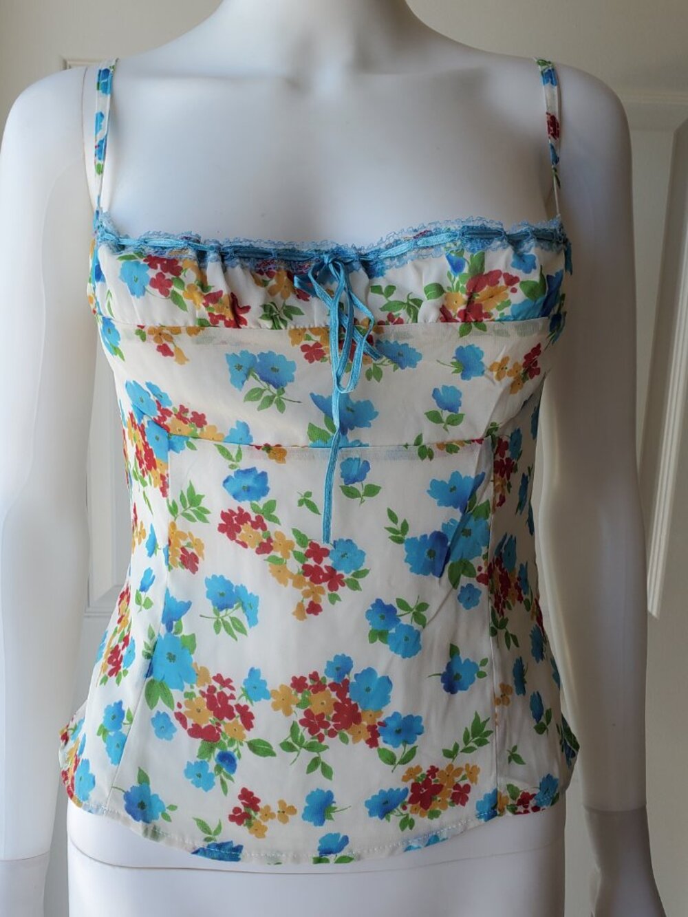Y2k Floral Milkmaid Cami Tank Top Size Medium